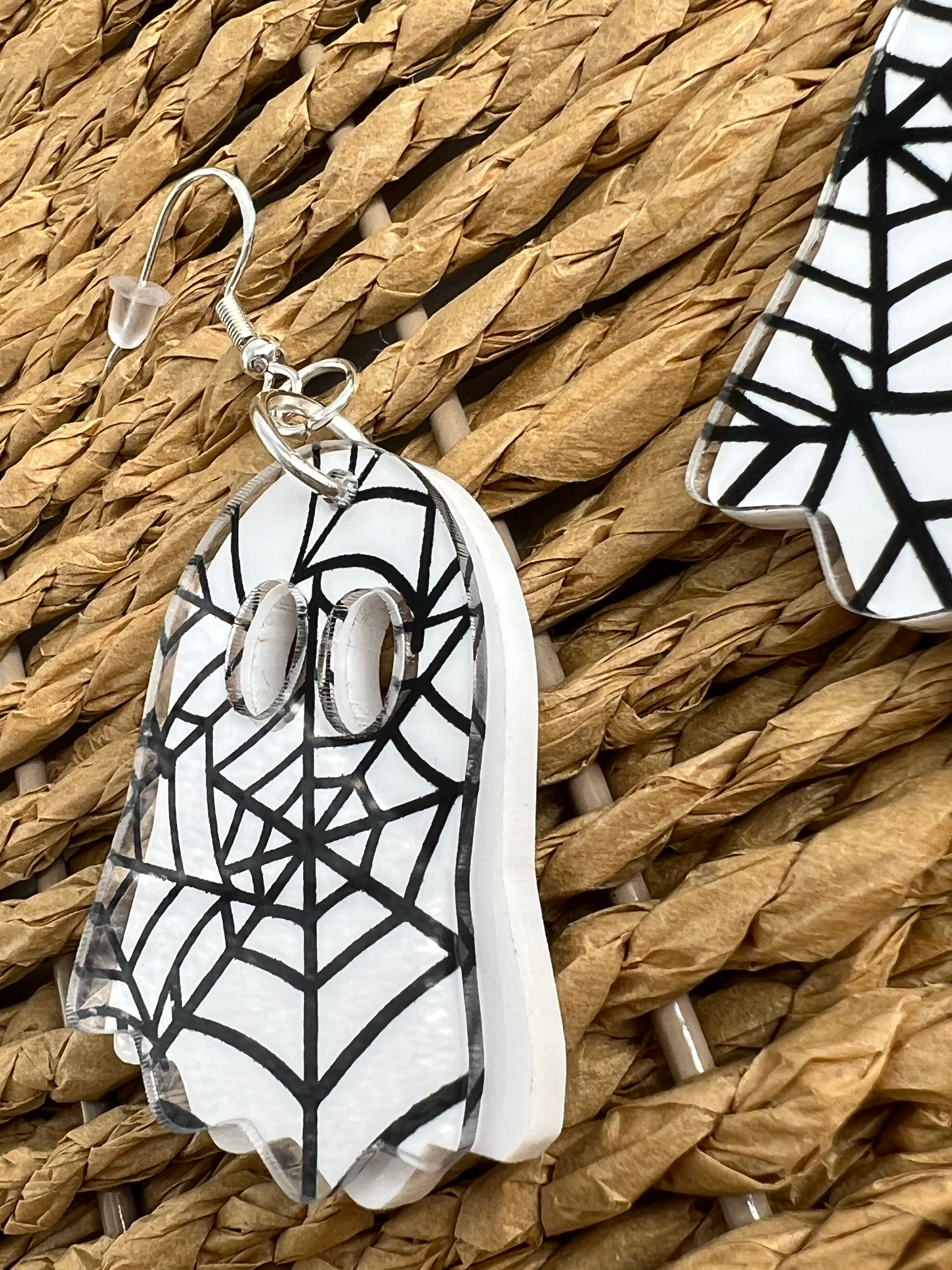 Ghost and Spiderweb Earrings