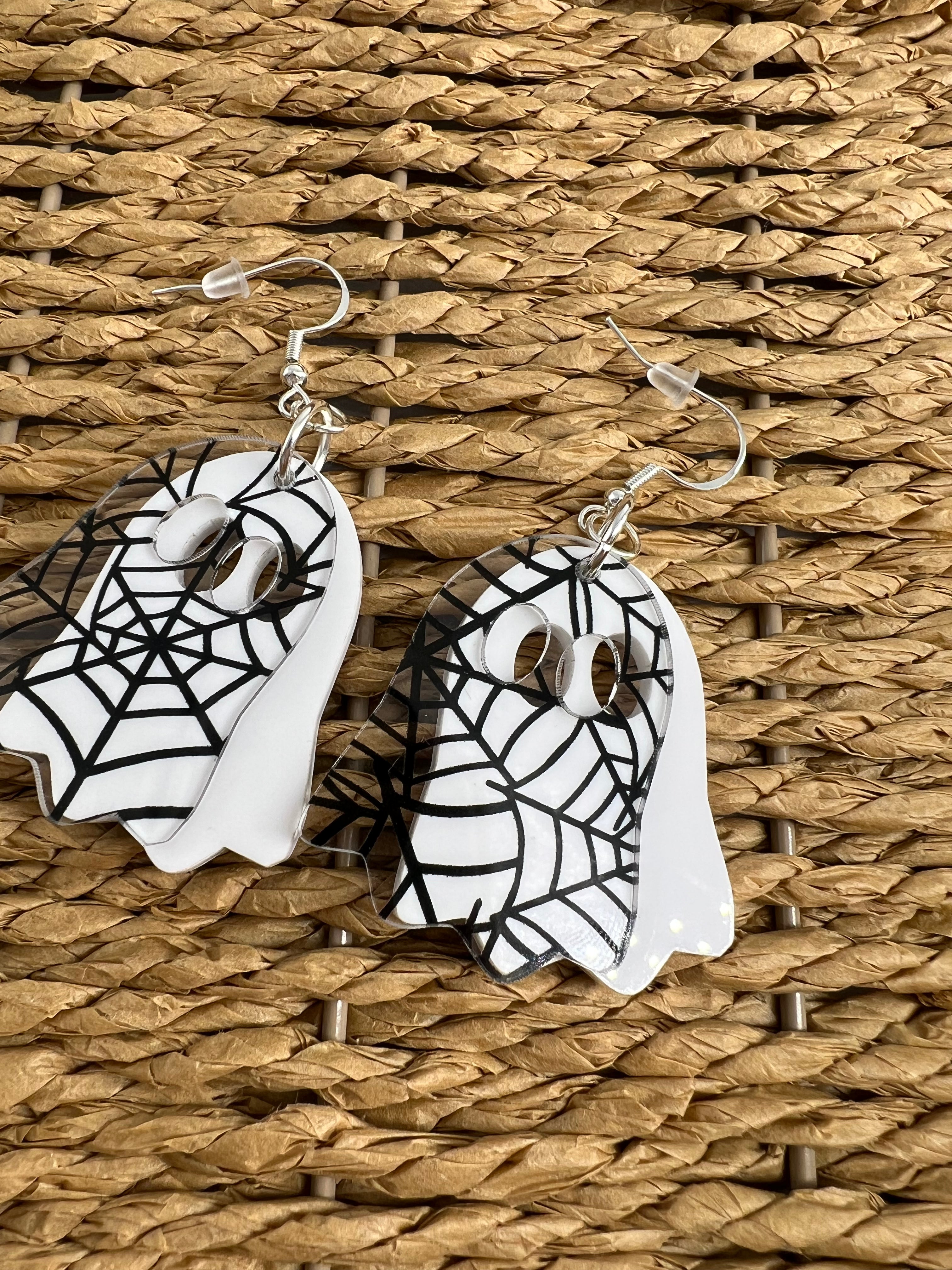 Ghost and Spiderweb Earrings