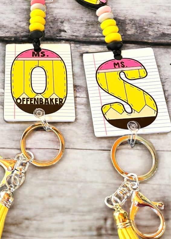 Pencil Themed Teacher Lanyard