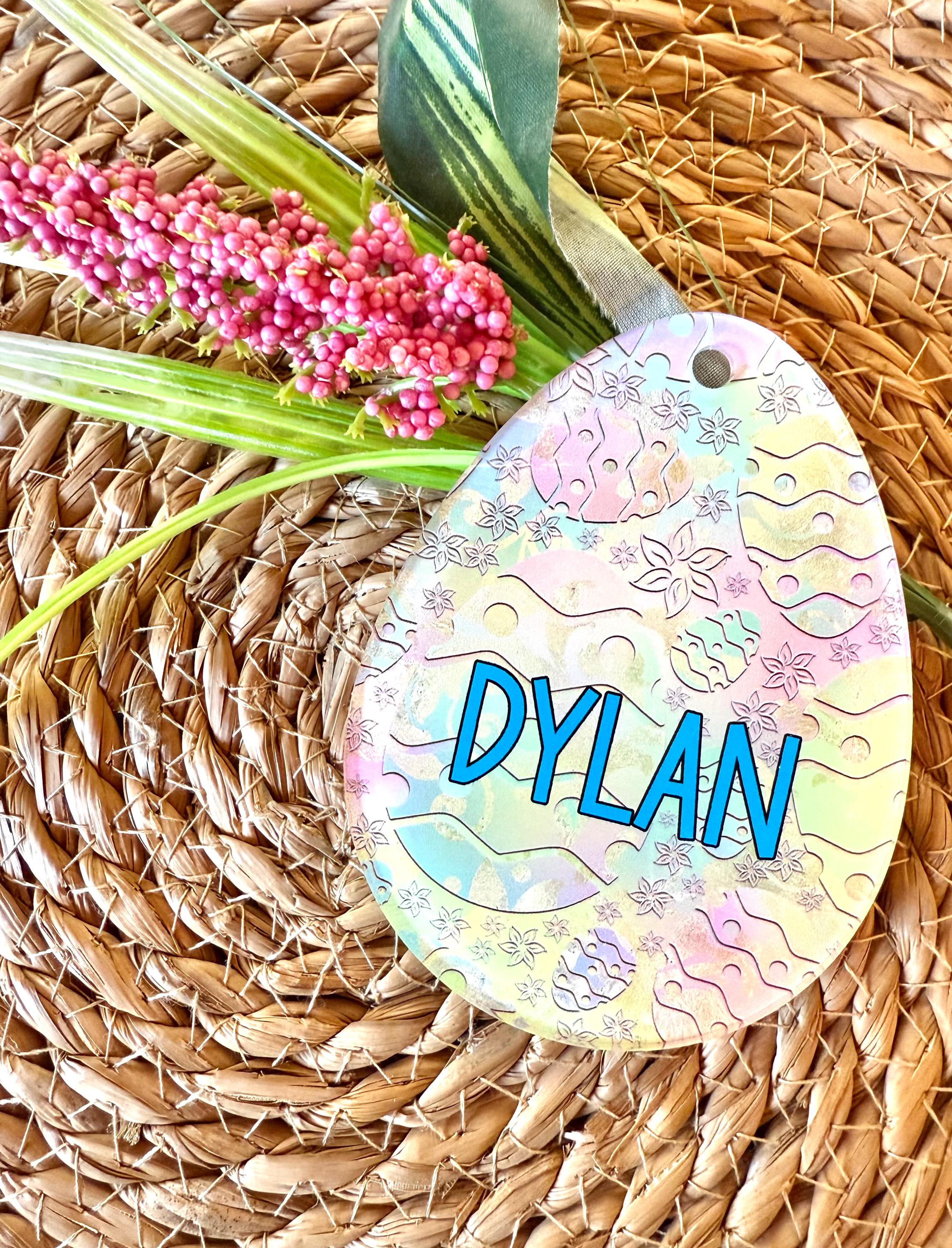 Printed Egg Shaped Easter/Spring Tag - Personalized, Custom Easter Tag, Custom Name Tag, Easter Basket Tag, Basket Tag, Egg Shape.
