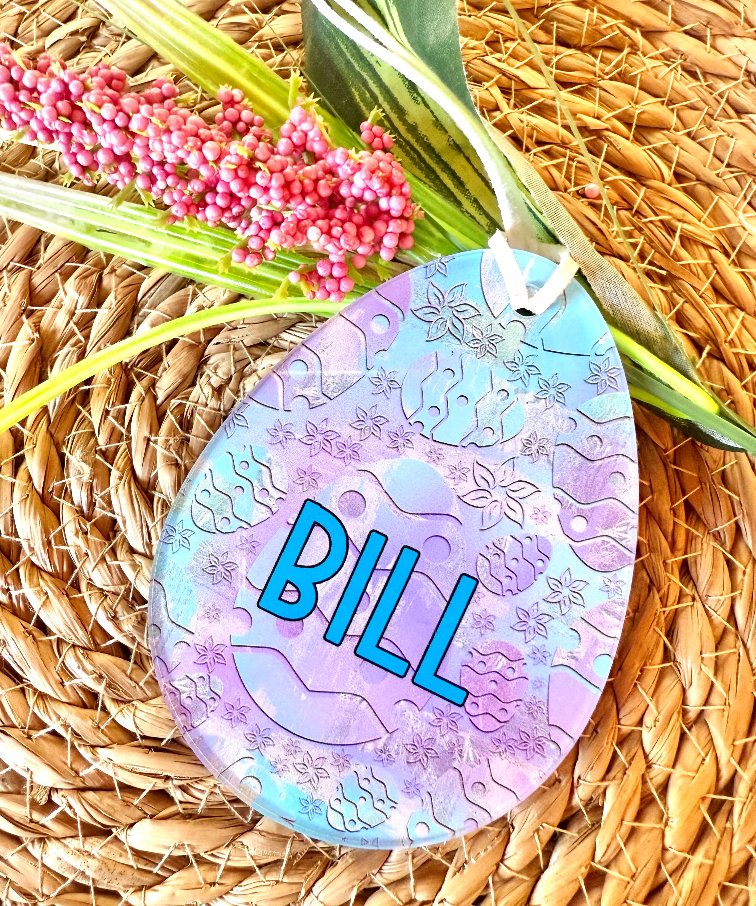 Printed Egg Shaped Easter/Spring Tag - Personalized, Custom Easter Tag, Custom Name Tag, Easter Basket Tag, Basket Tag, Egg Shape.