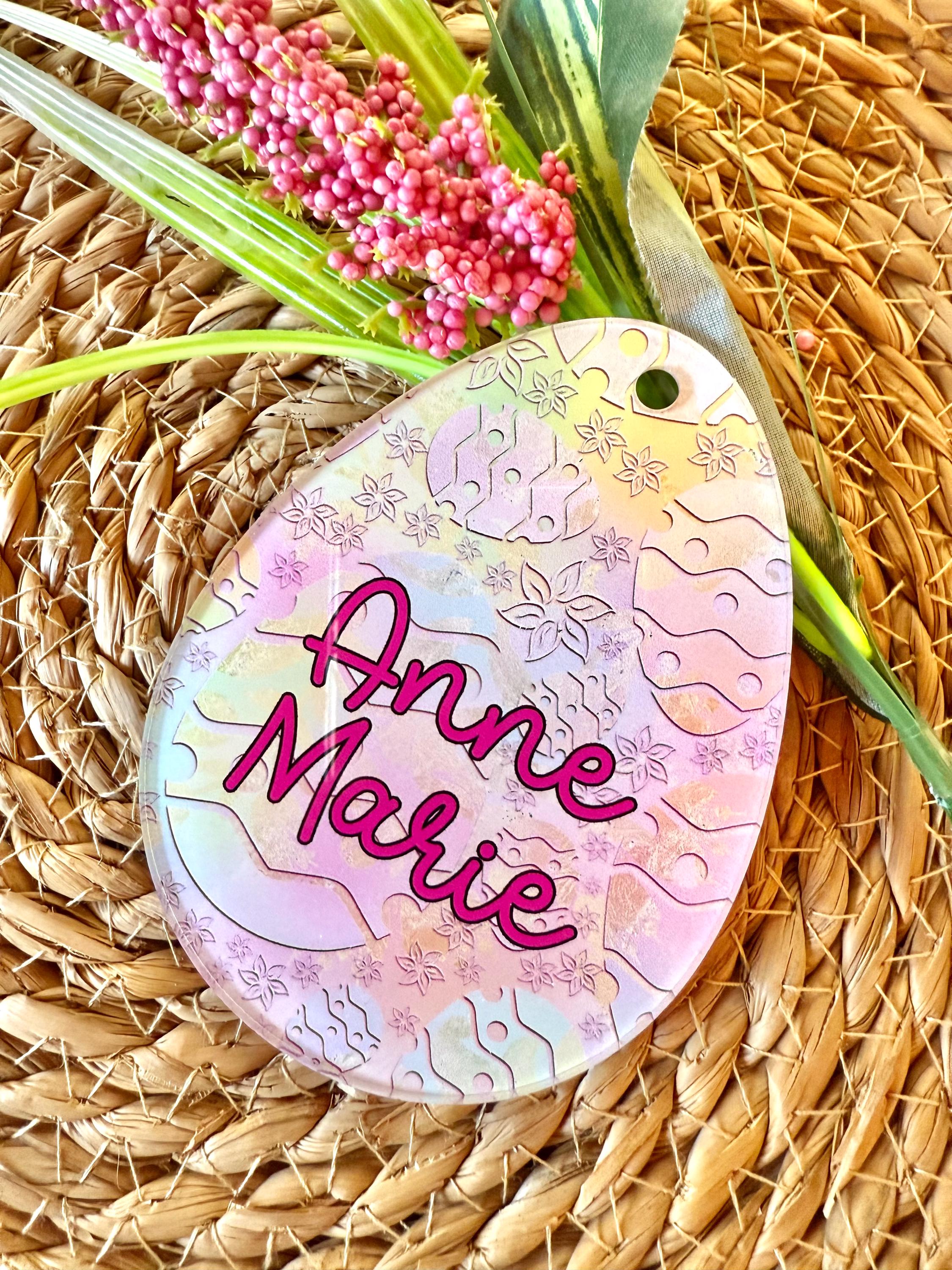 Printed Egg Shaped Easter/Spring Tag - Personalized, Custom Easter Tag, Custom Name Tag, Easter Basket Tag, Basket Tag, Egg Shape.