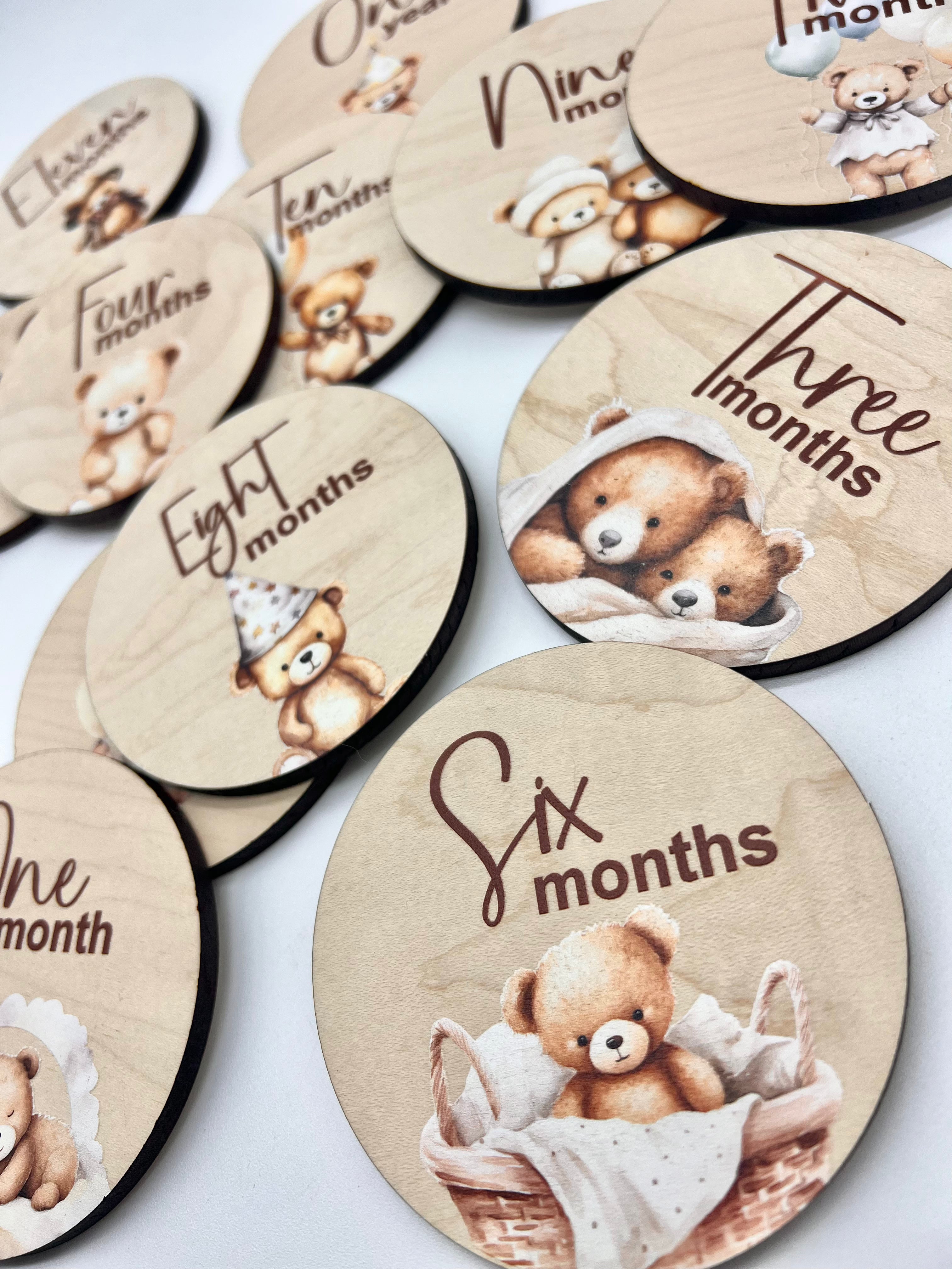 Milestone baby photo props, Teddy Bear photo props, Baby’s first year
