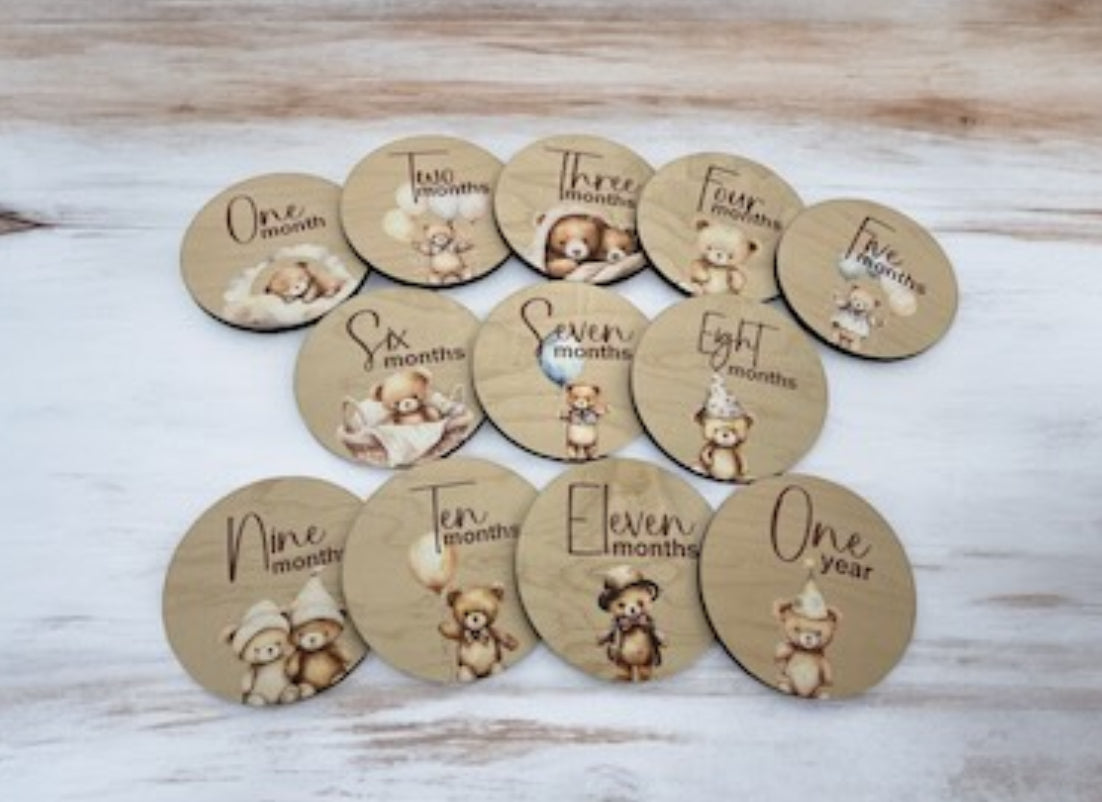 Milestone baby photo props, Teddy Bear photo props, Baby’s first year