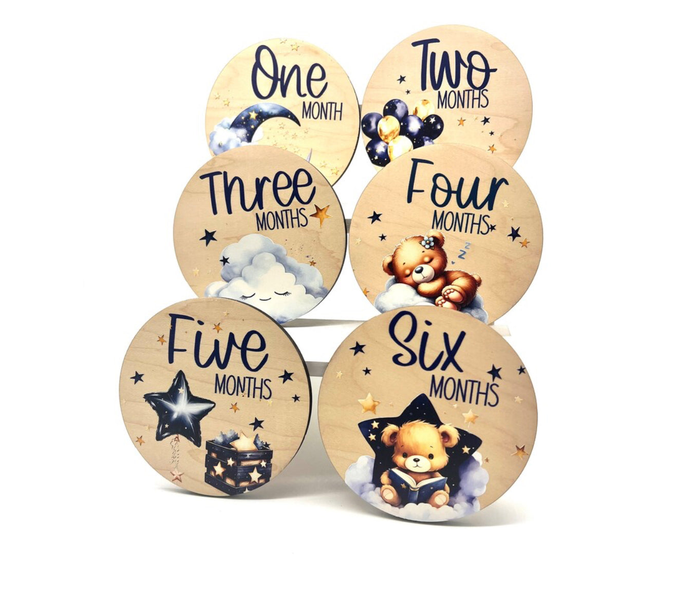 Milestone baby photo props, Teddy Bear photo props, Baby’s first year (Blue Theme Vintage)