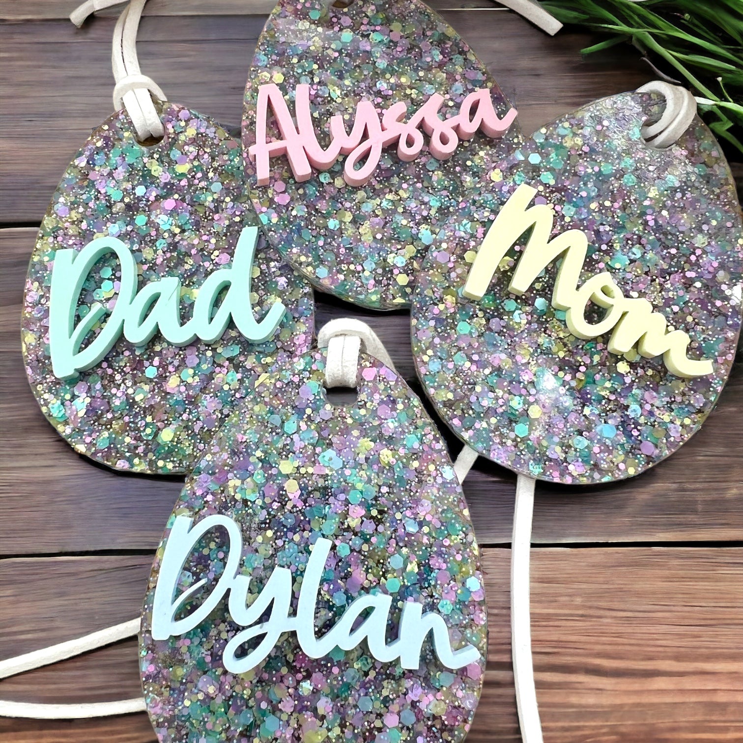 Glitter Egg Shaped Easter Basket Tag