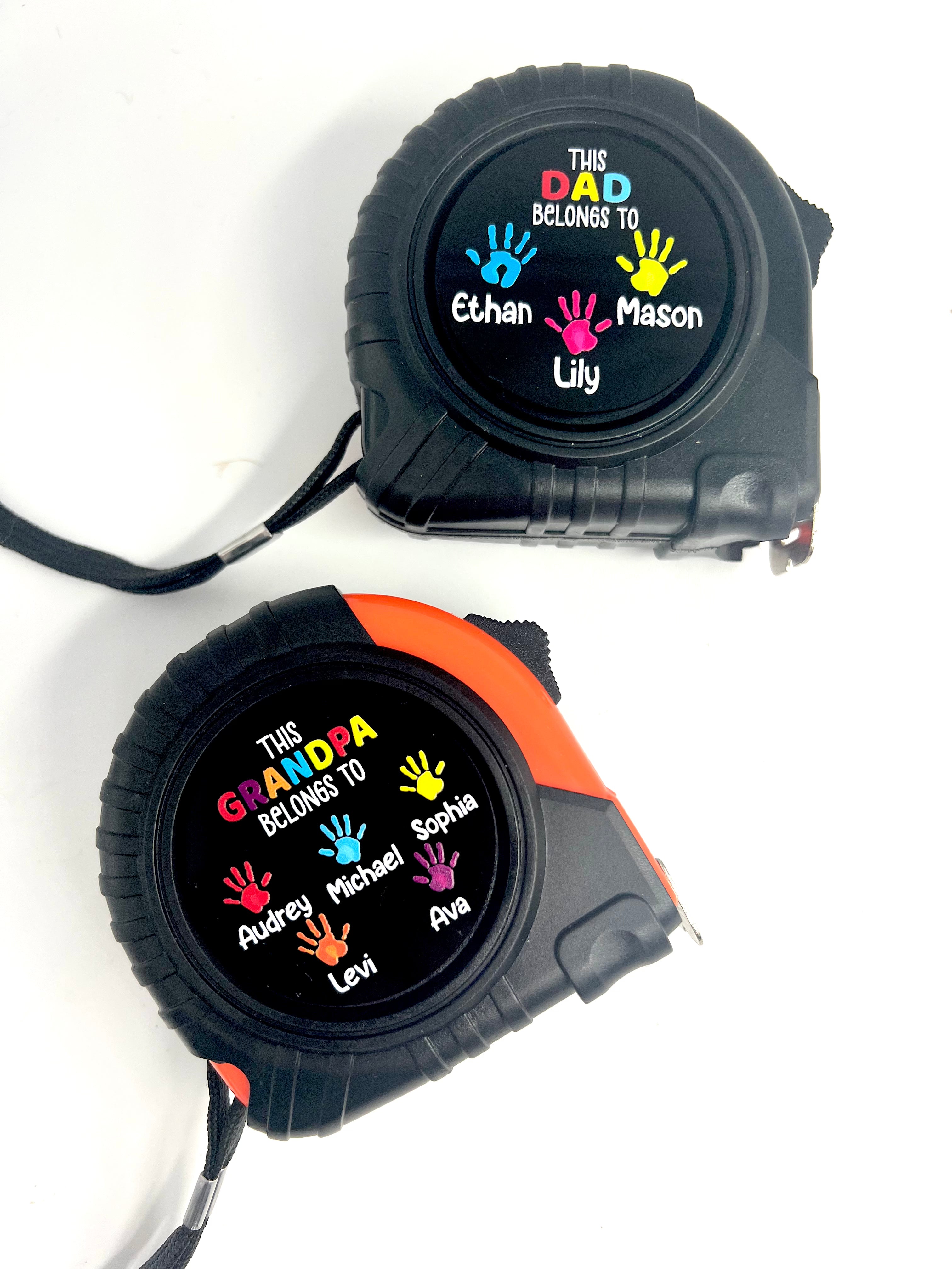 Custom Tape Measure "Grandpa" "Dad" belongs to..with names. Fathers Day Gift. Gift for Him.