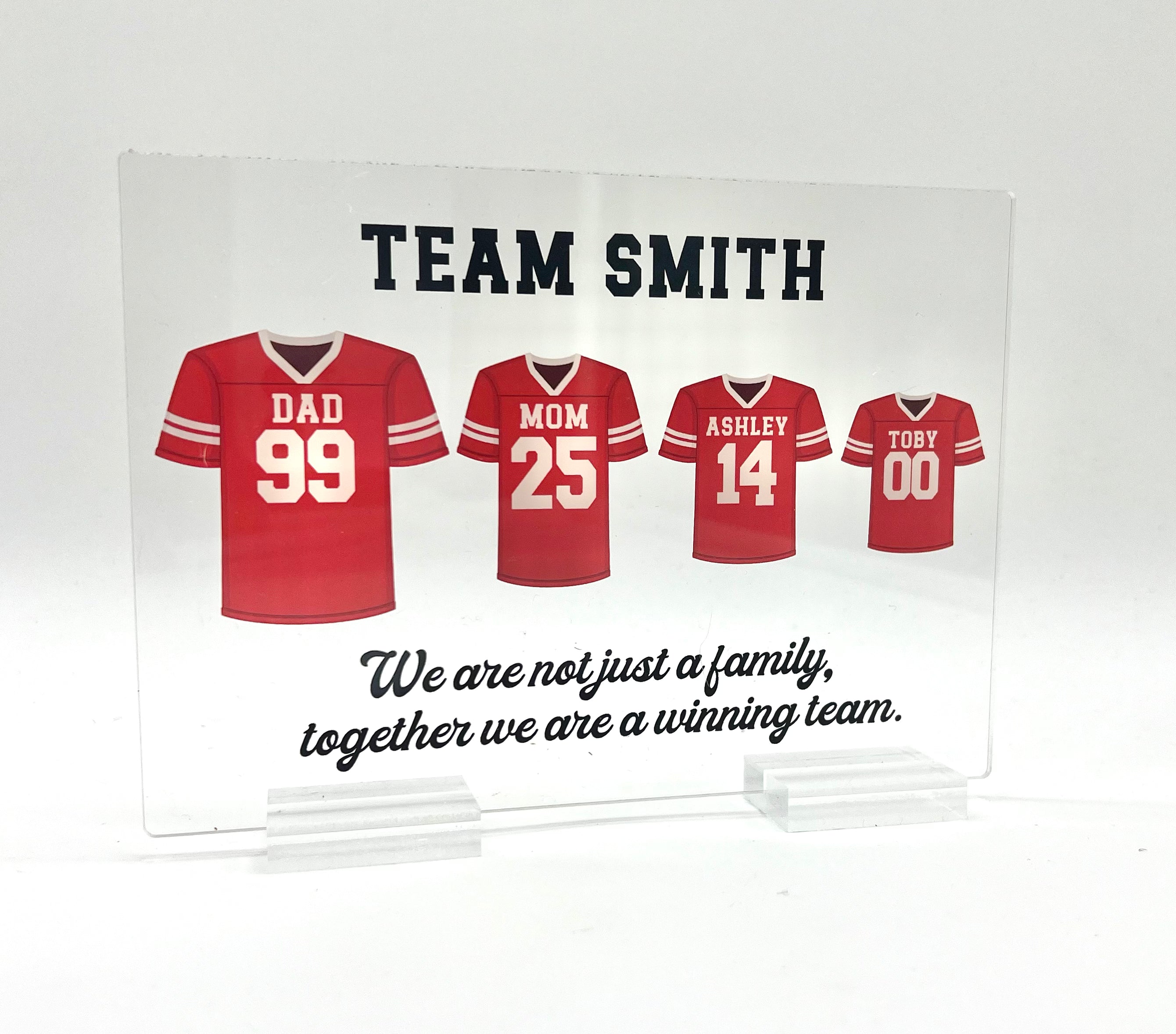 Custom Team Familly Shirt Acrylic Sign. Father's Day, Mother's Day, Gifts for him. Gifts for her