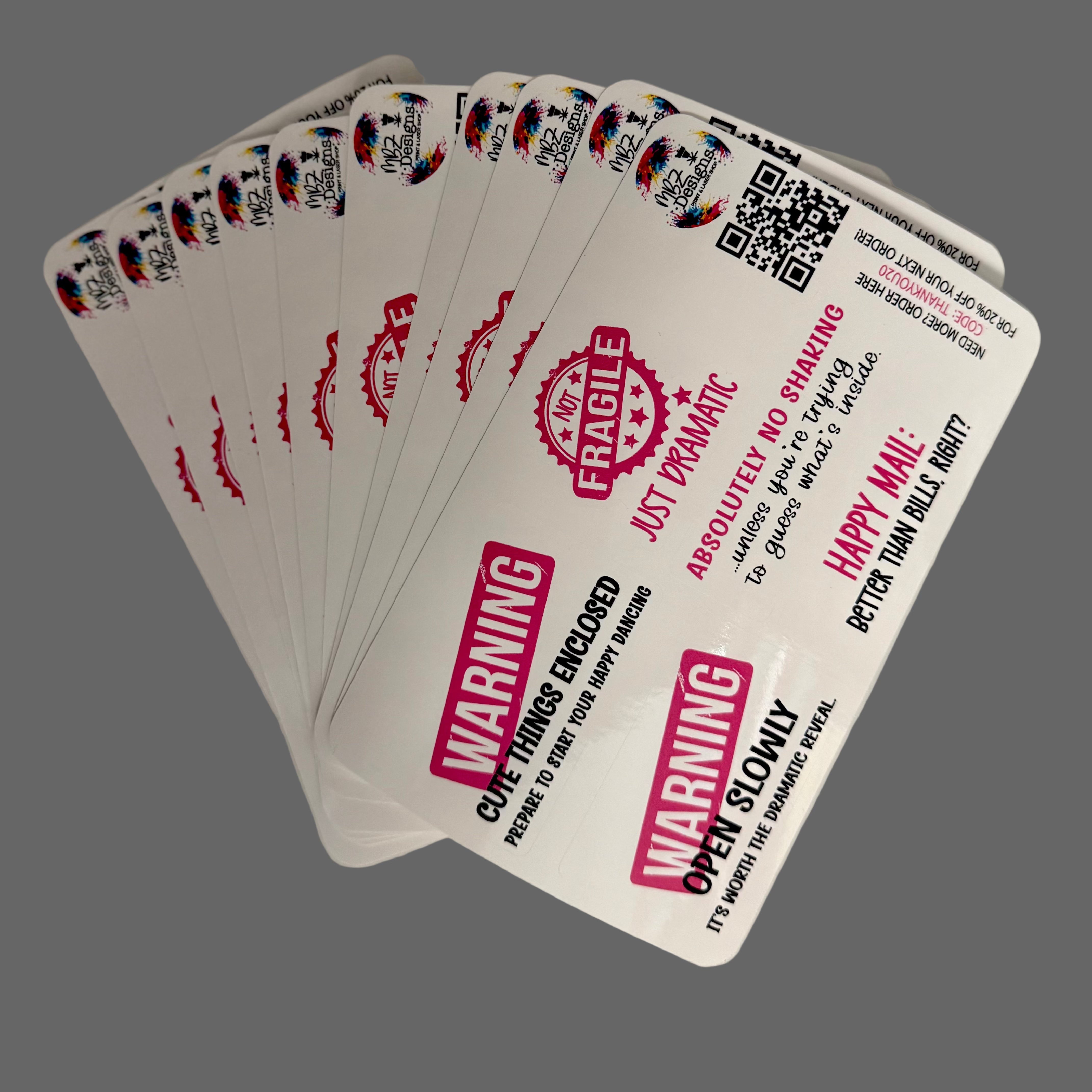 Set of small business packaging sticker sheets