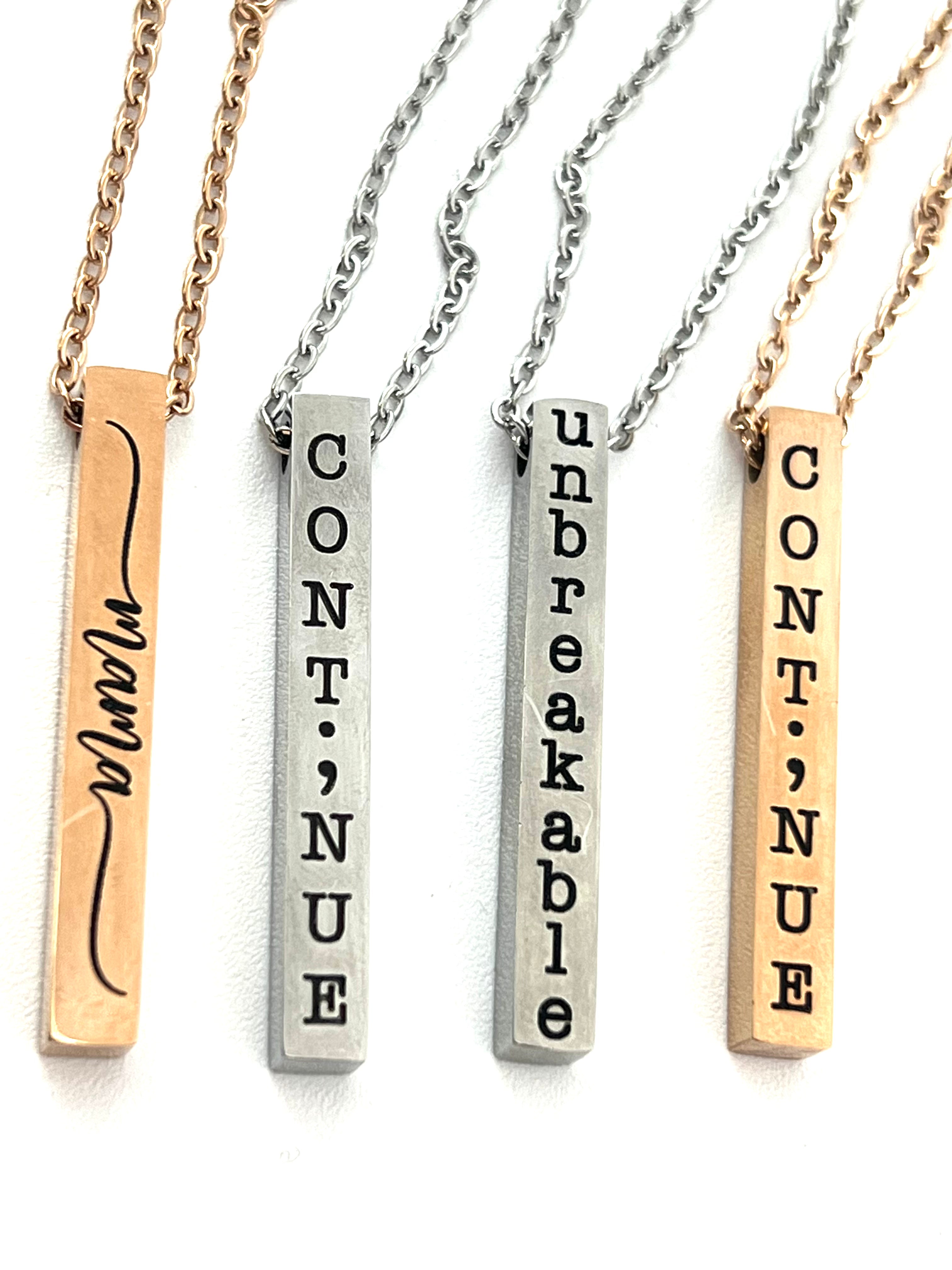 Vertical Bar Saying Necklace