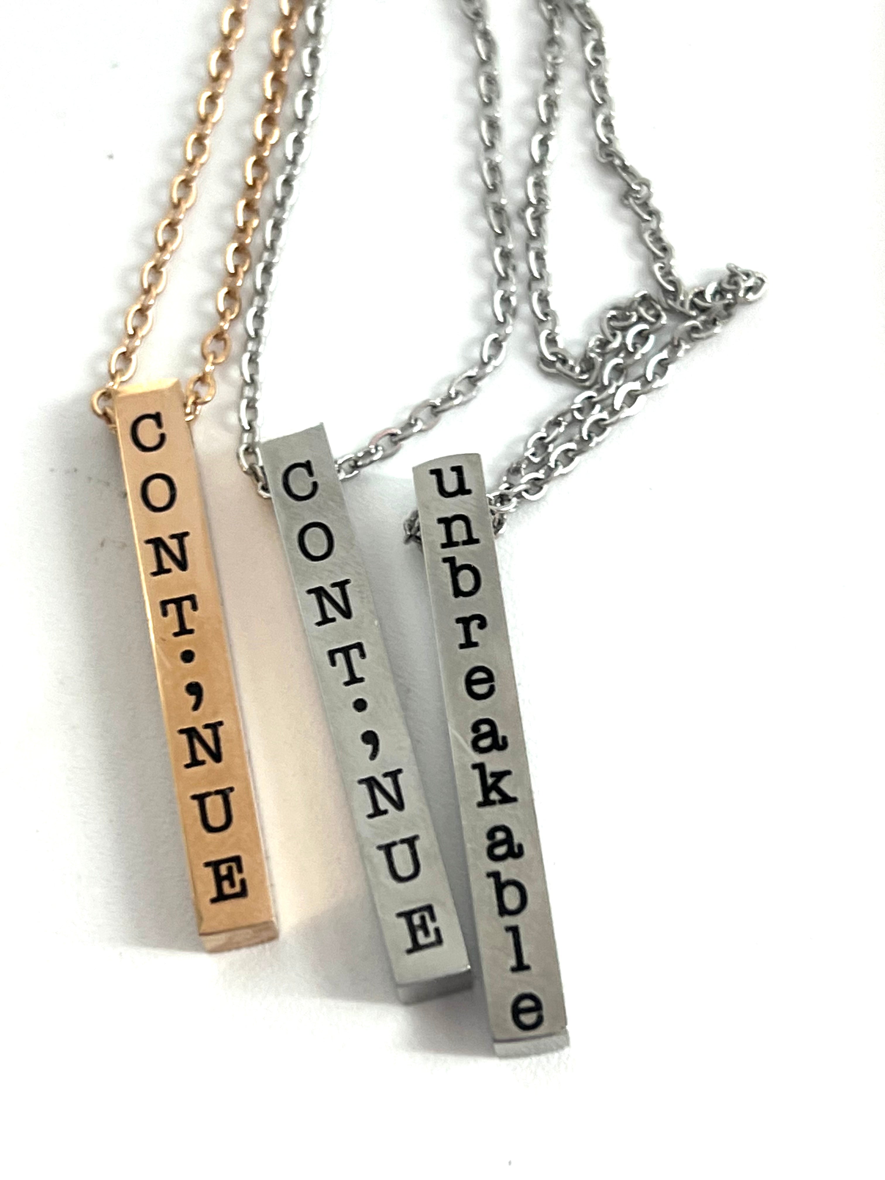 Vertical Bar Saying Necklace