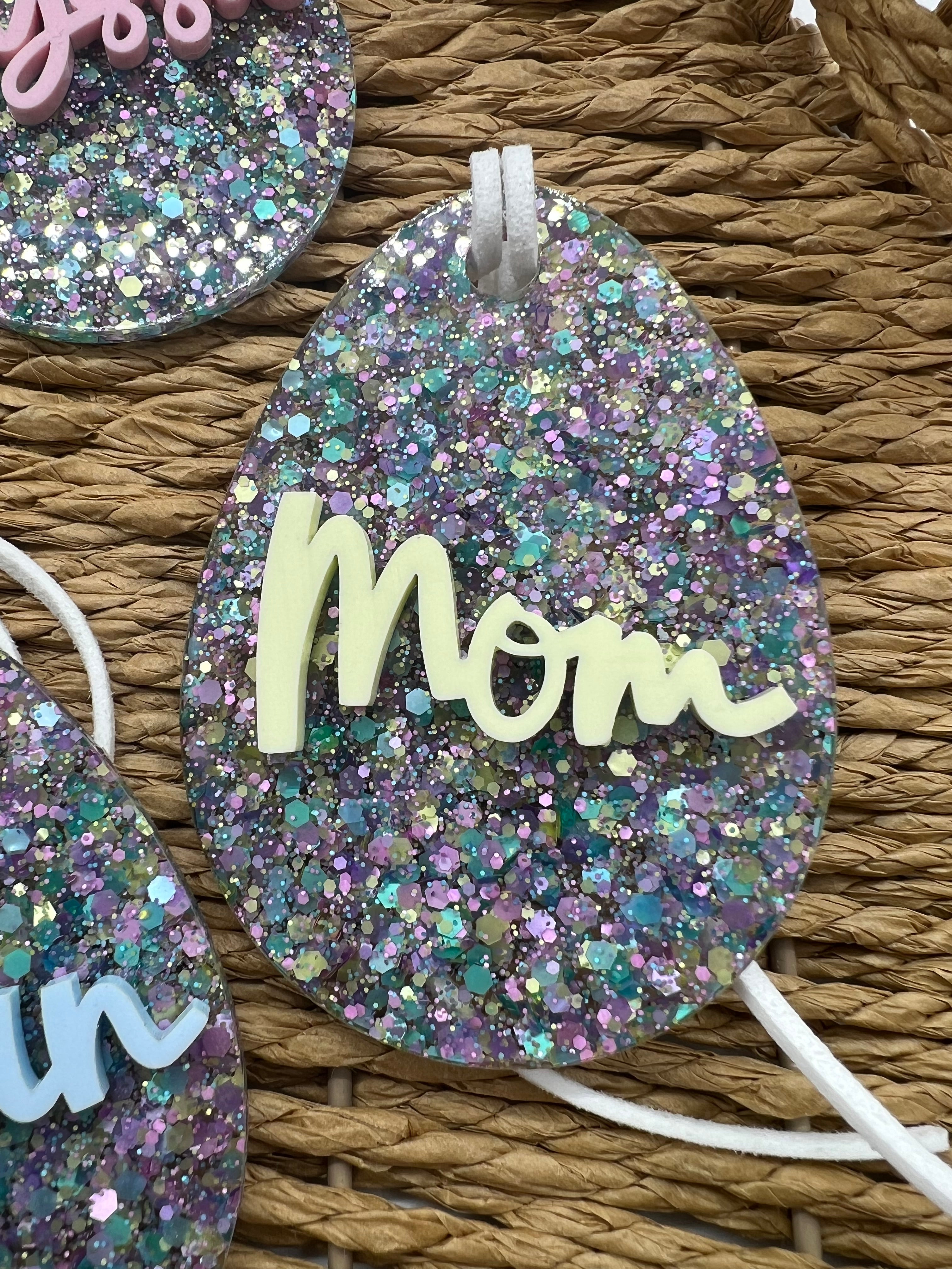 Glitter Egg Shaped Easter Basket Tag