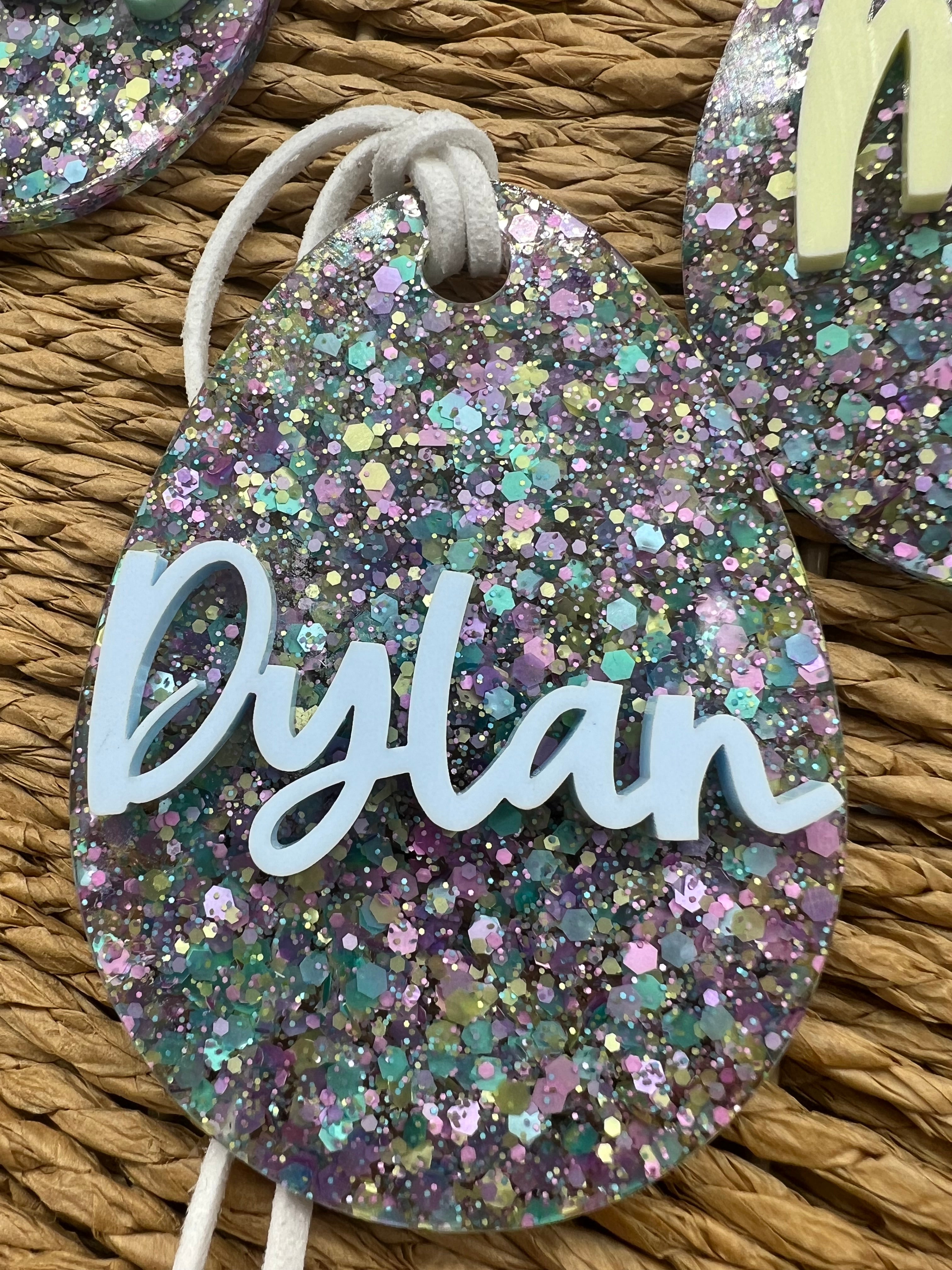 Glitter Egg Shaped Easter Basket Tag