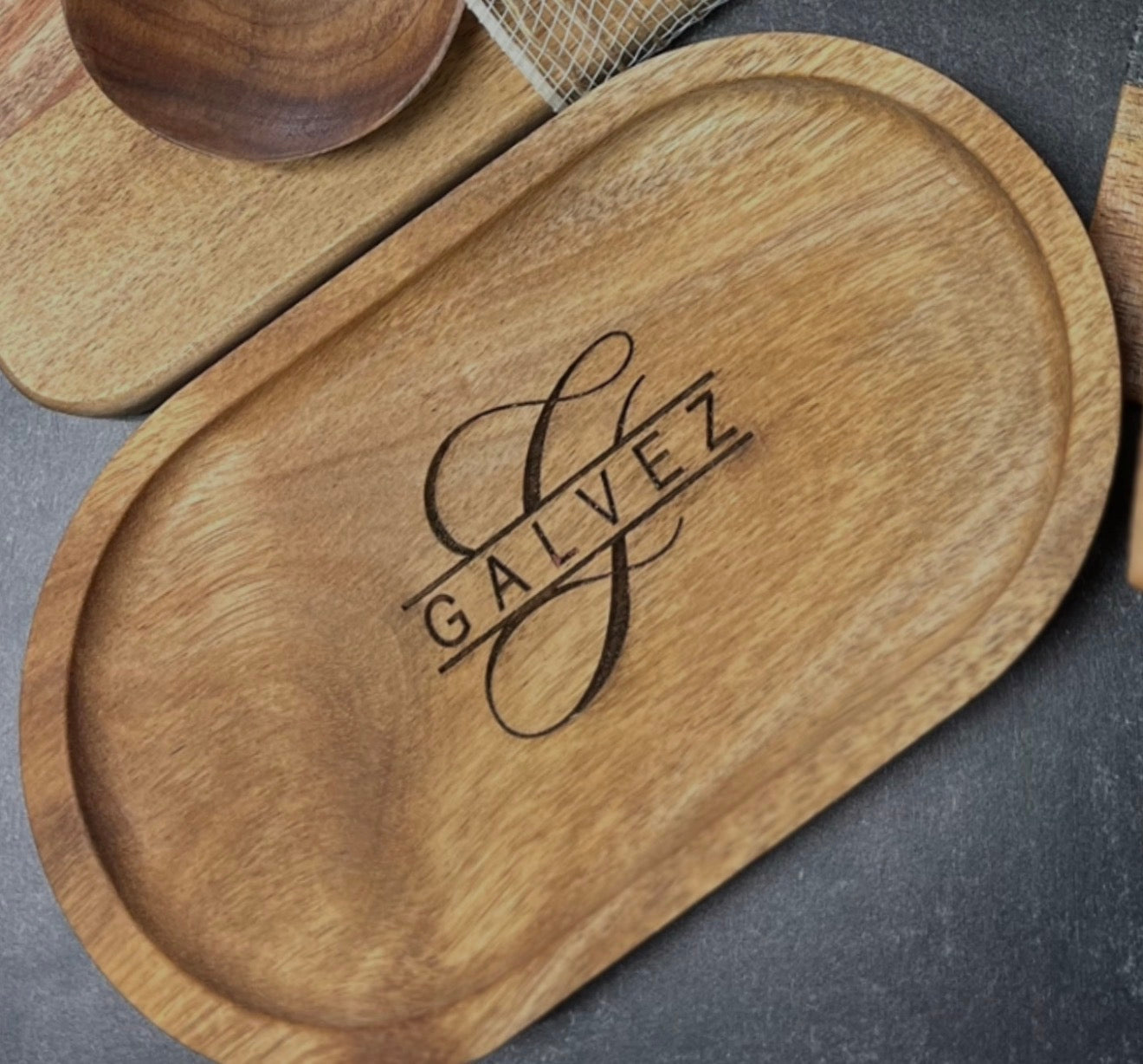 Acacia Wood Catch All Tray – Small Decorative Serving Board for Cheese, Charcuterie & Keys