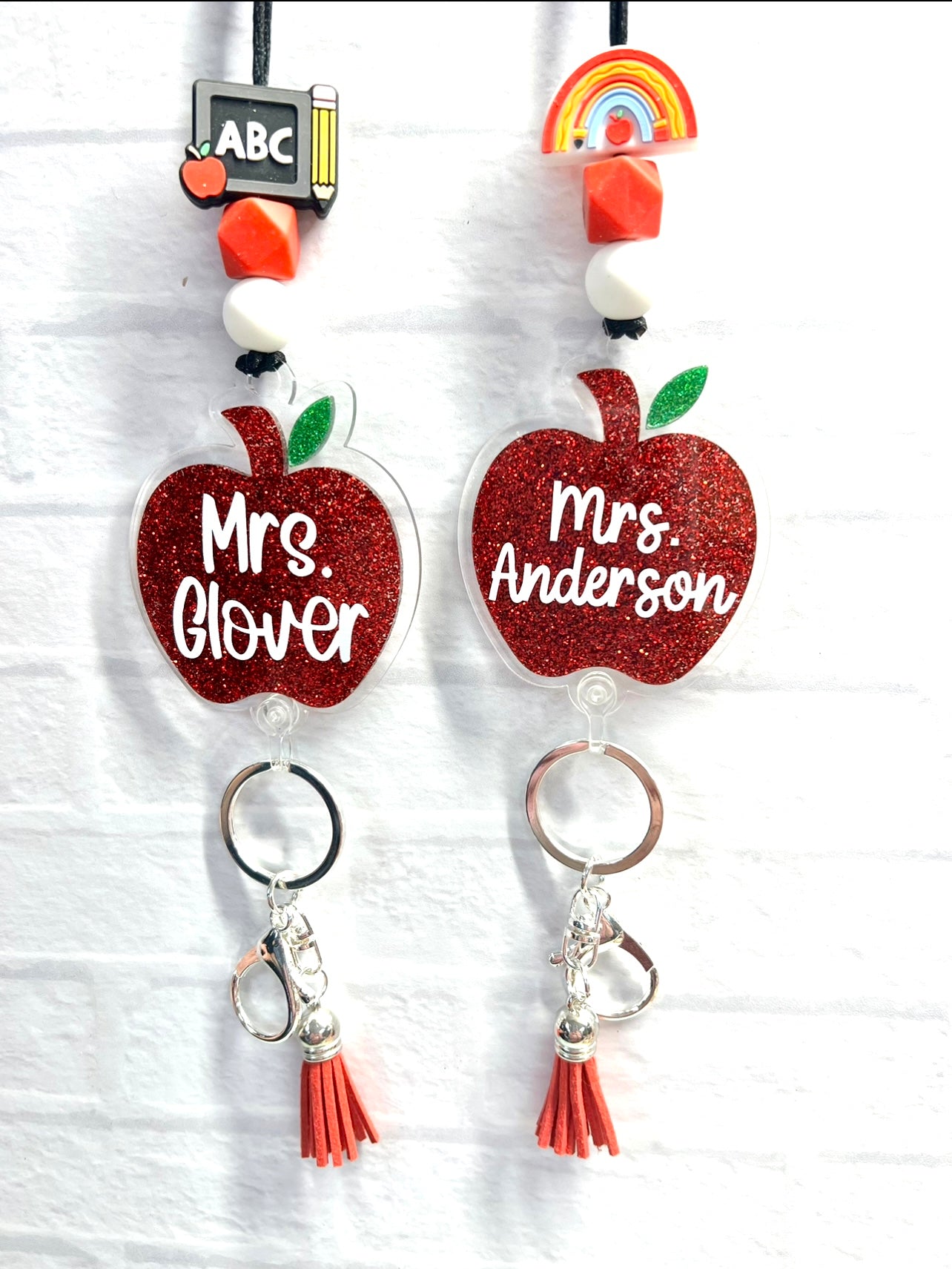 Glitter Apple Teacher Lanyard