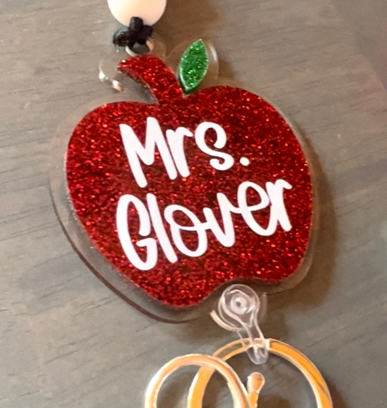 Glitter Apple Teacher Lanyard