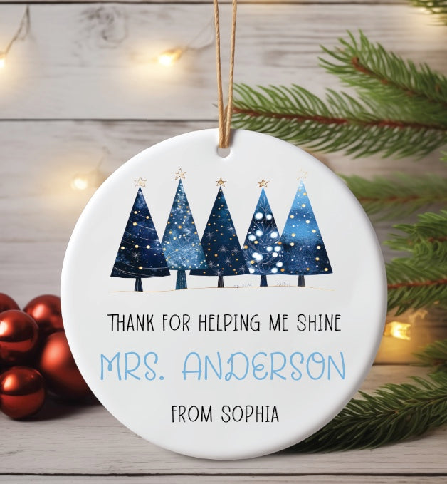 Personalized Teacher Ornament – “Thank You for Helping Me Shine”