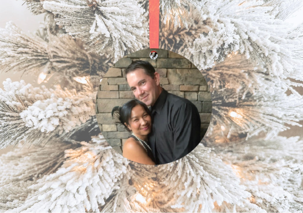 Custom White Acrylic Ornament - Round or Square Options. Custom photo, artwork, memorabilia