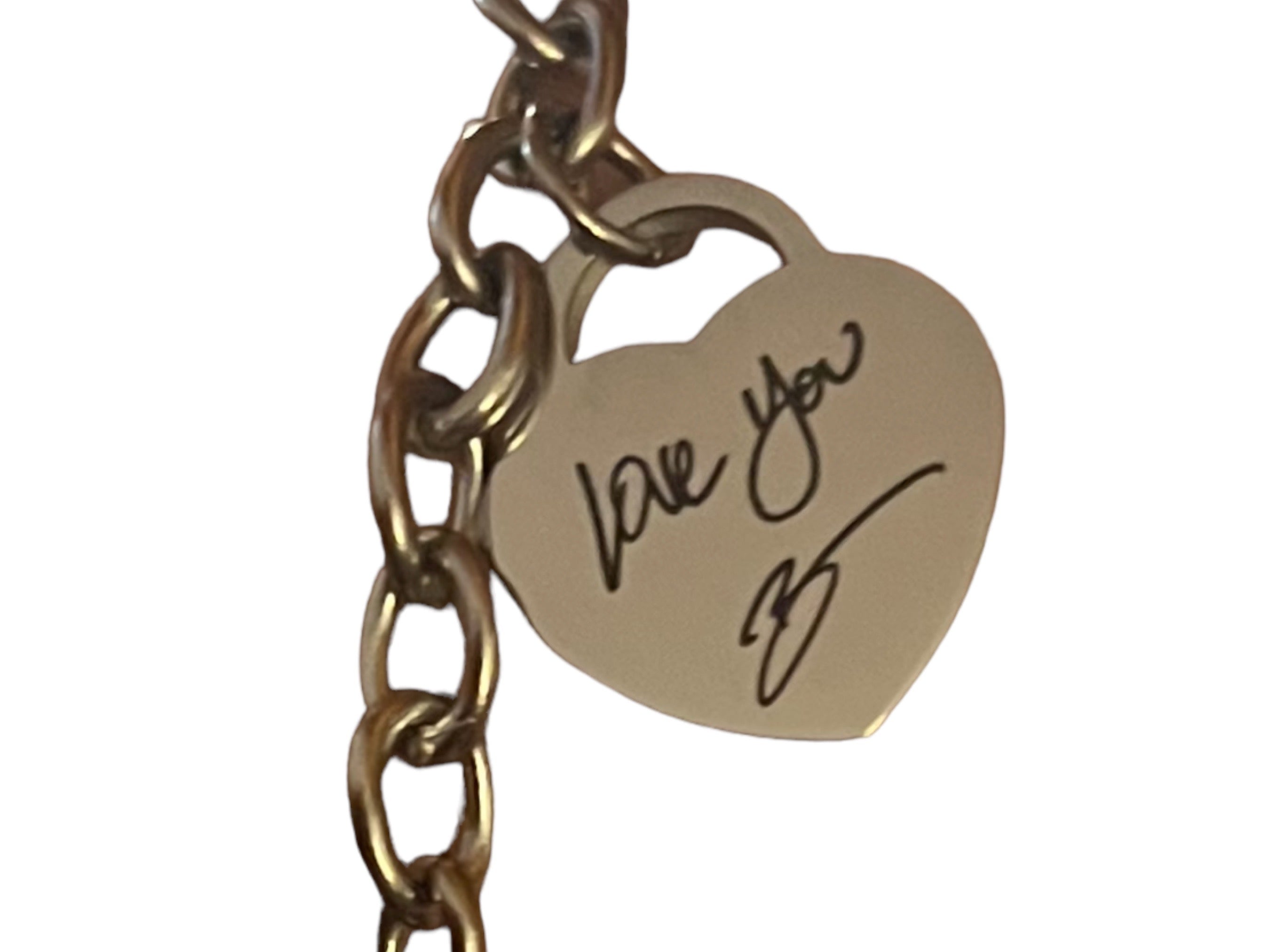 Stainless Steel Heart Charm Bracelet - Custom Handwriting