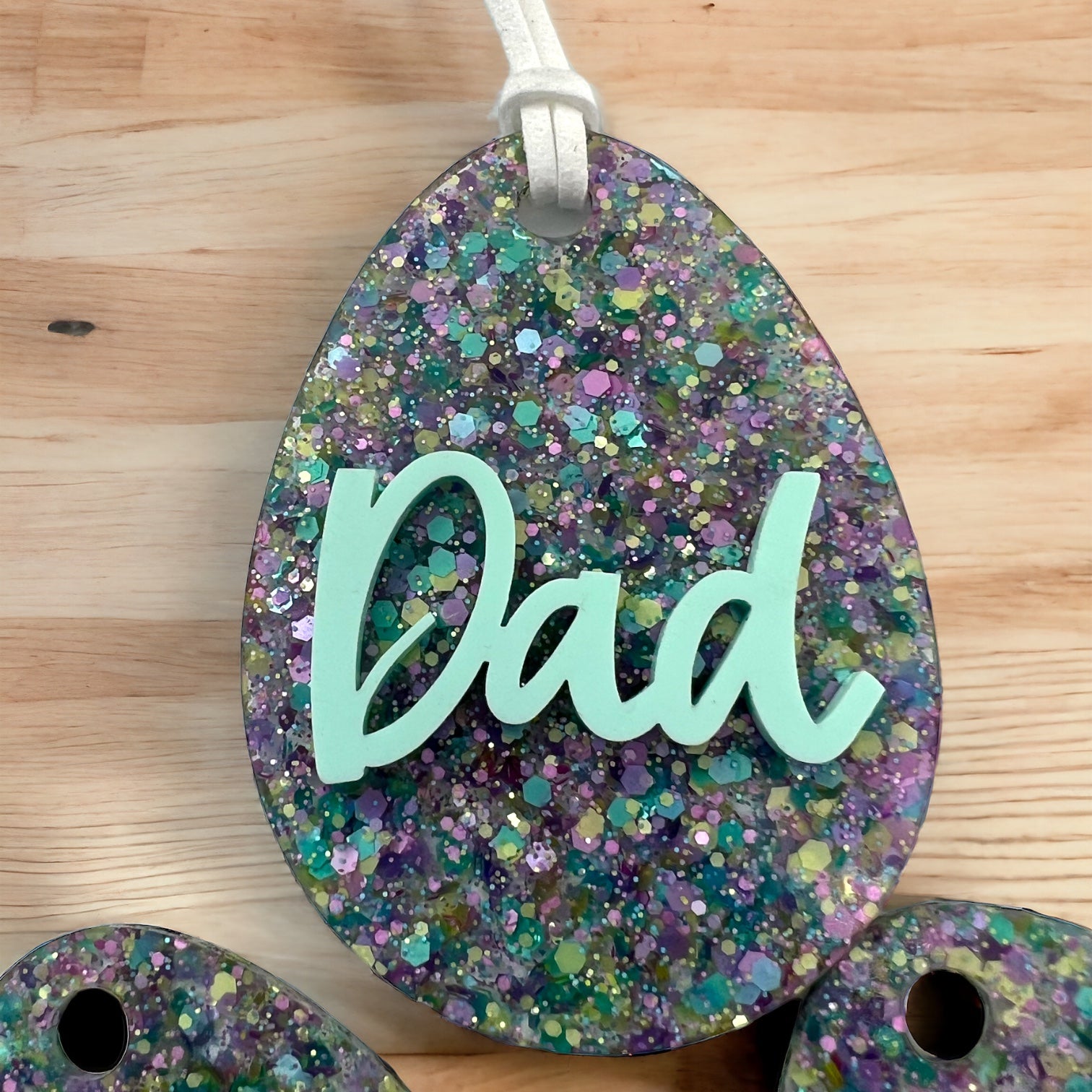 Glitter Egg Shaped Easter Basket Tag
