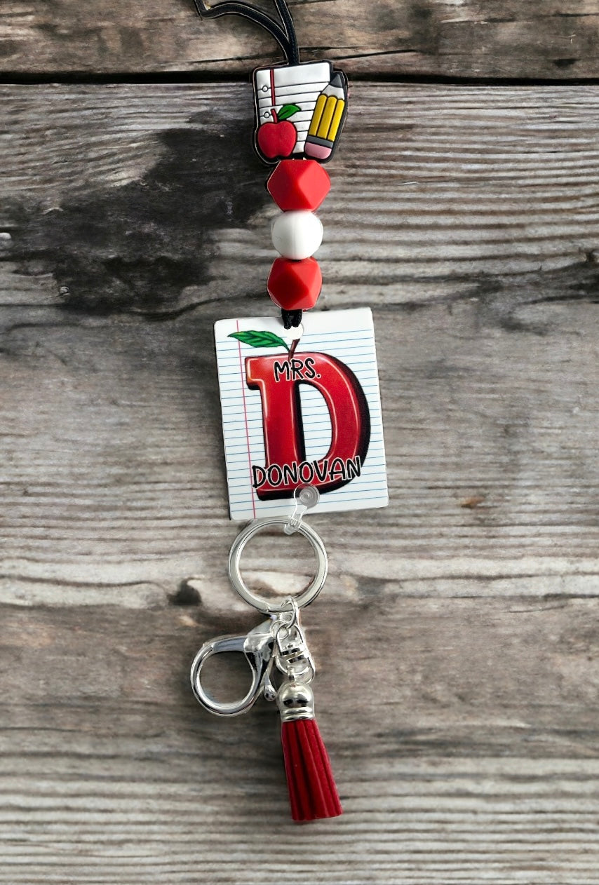 Letter Graphic Teacher Lanyard