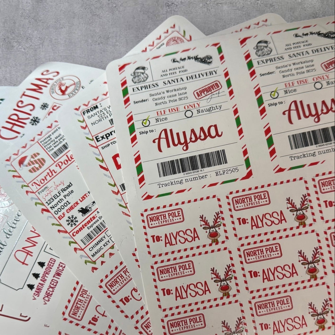 Personalized Christmas Shipping Label Tag Set