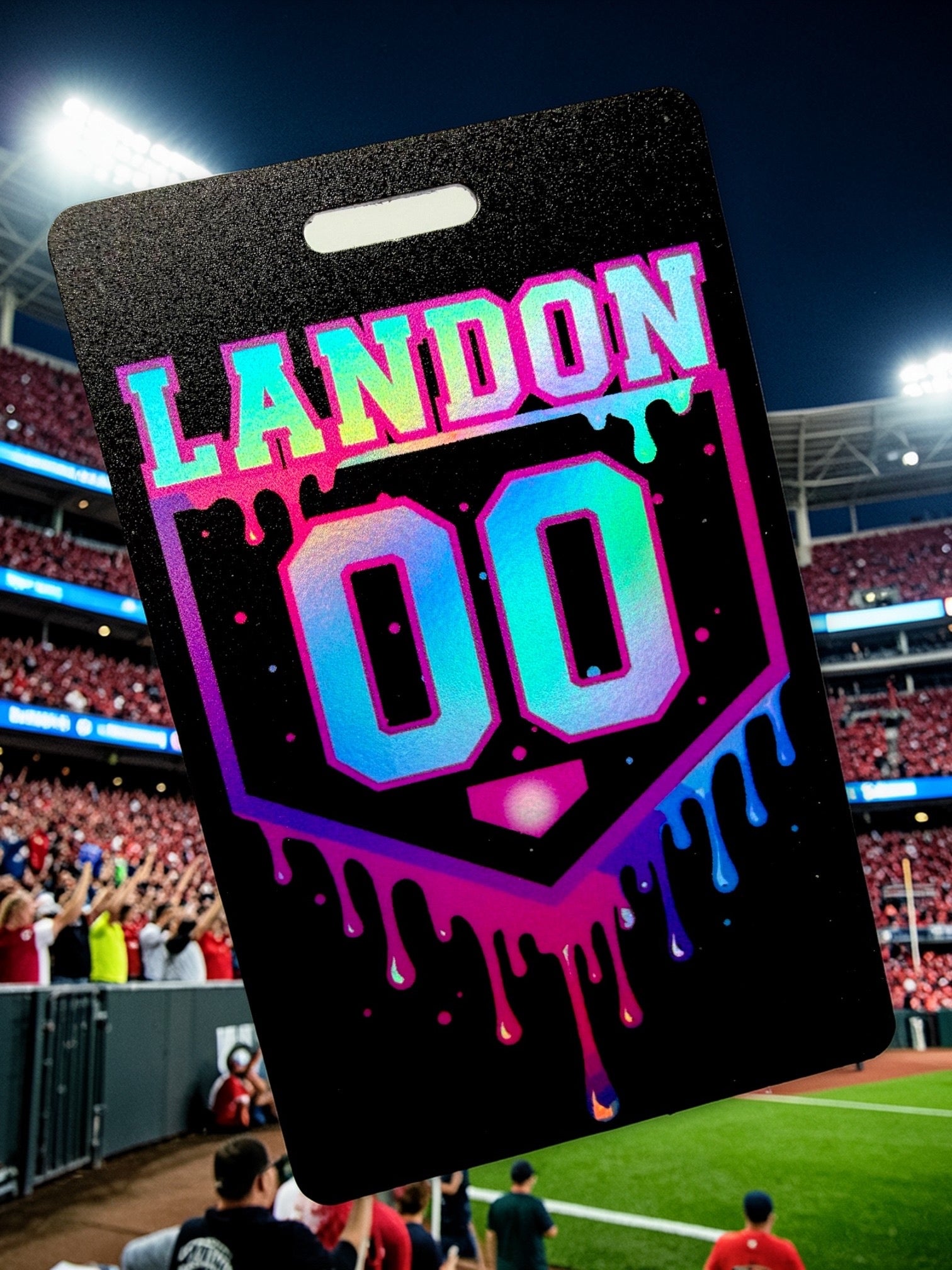 Drip Holographic Baseball Bag Tags, Baseball Name Tag, Softball,Equipment Bag Tag, Team Gifts, Baseball Personalized, Custom, Drip Style Tag