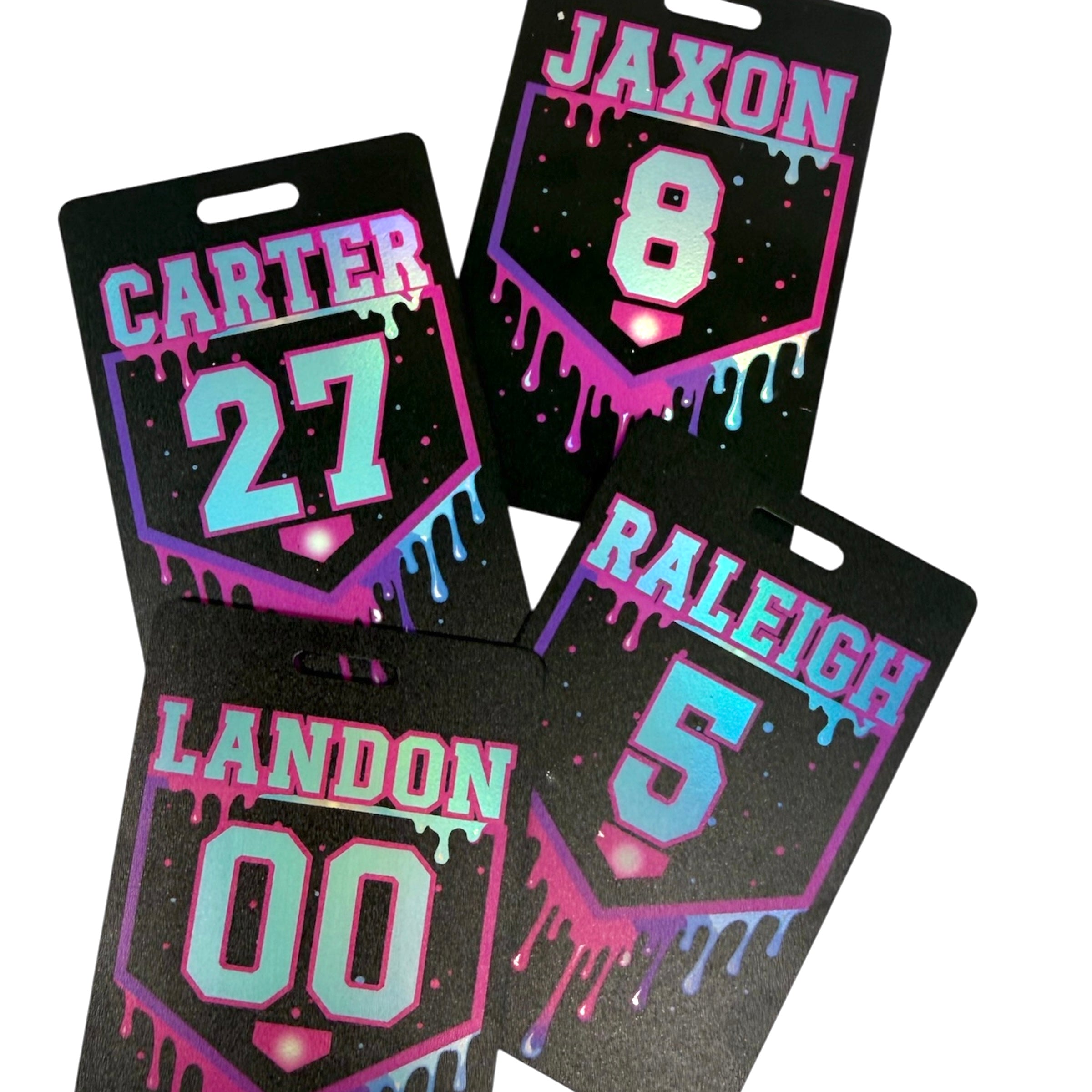 Drip Holographic Baseball Bag Tags, Baseball Name Tag, Softball,Equipment Bag Tag, Team Gifts, Baseball Personalized, Custom, Drip Style Tag