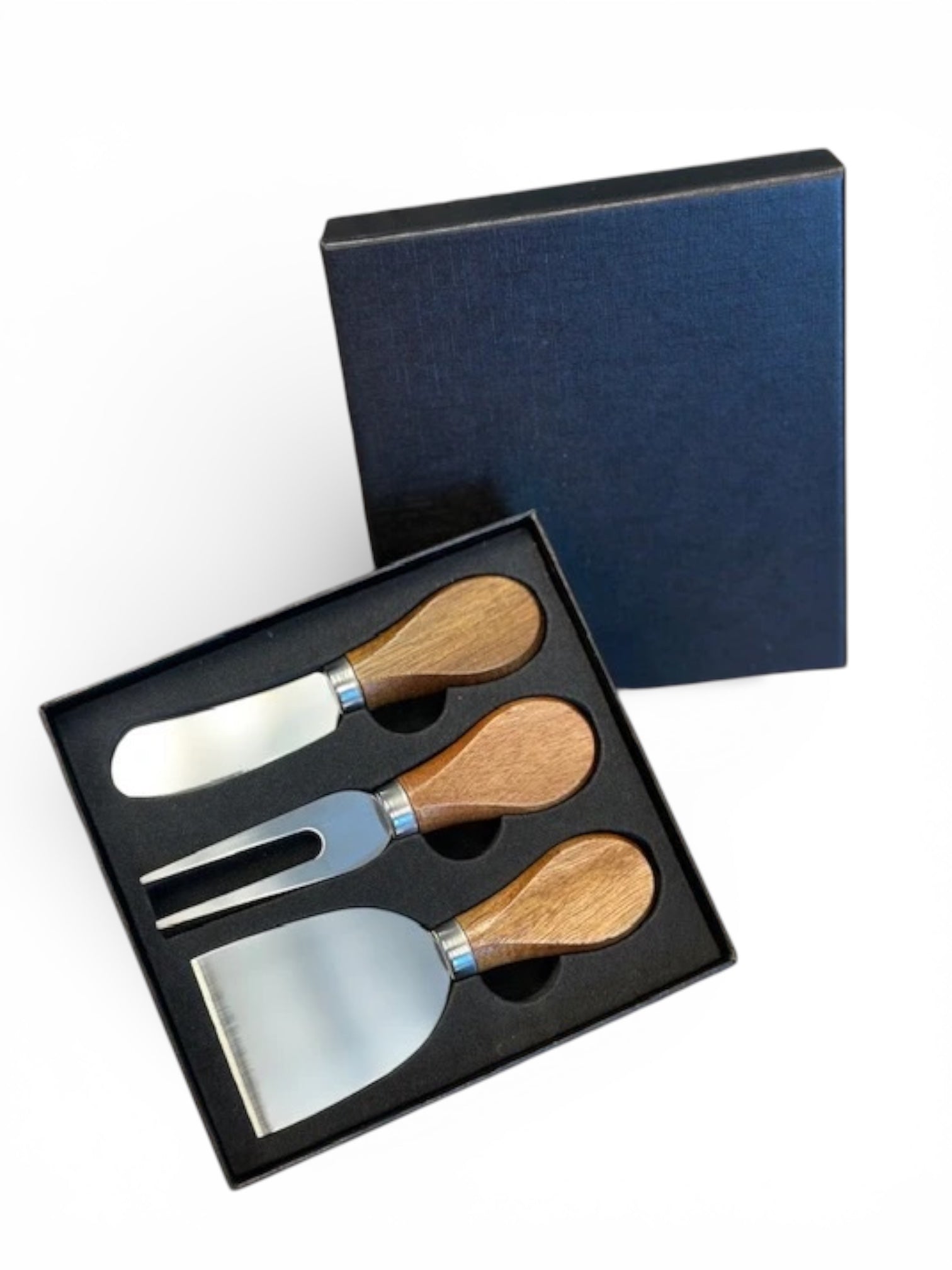 Acacia Handle Cheese Knife Set – 3 Piece Stainless Steel Charcuterie Tool Set (Gift Boxed)