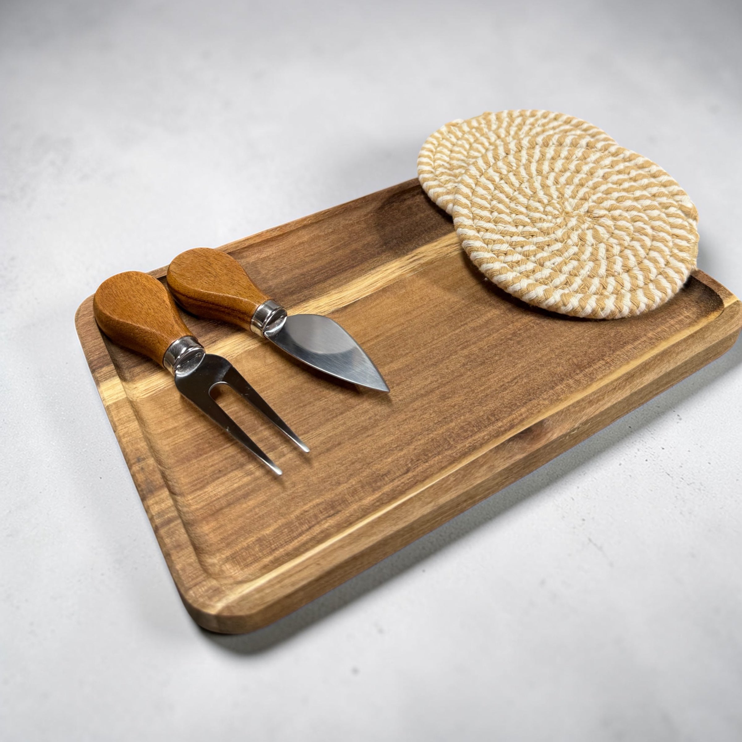 Acacia Wood Charcuterie Board – 10x6.75 Serving Tray for Cheese, Fruit & Entertaining