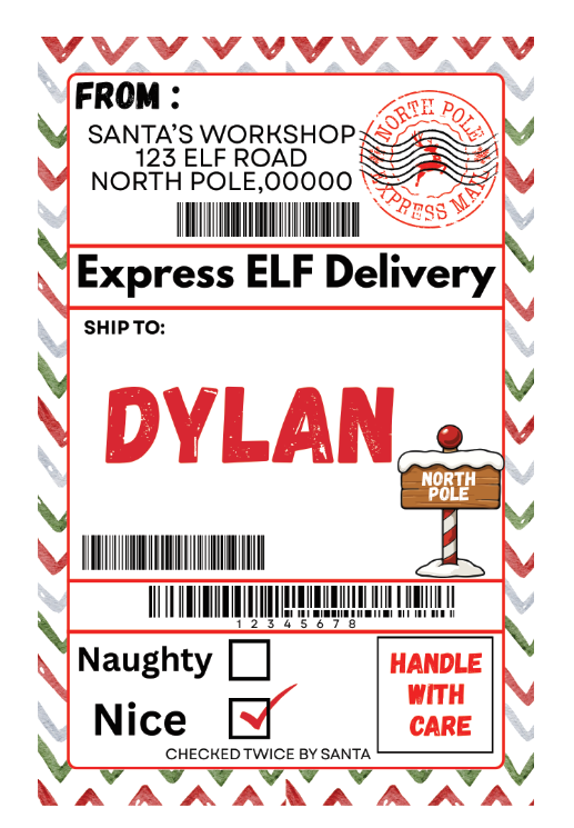 Personalized Christmas Shipping Label Tag Set