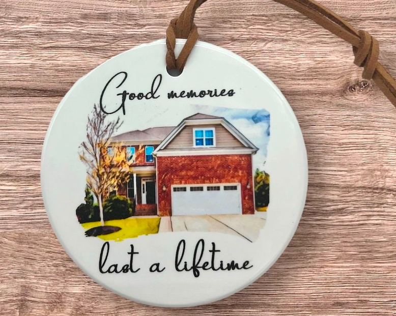 Custom Branded Ceramic Ornaments for Realtors/Corporate Gifts, House Photo Ornaments