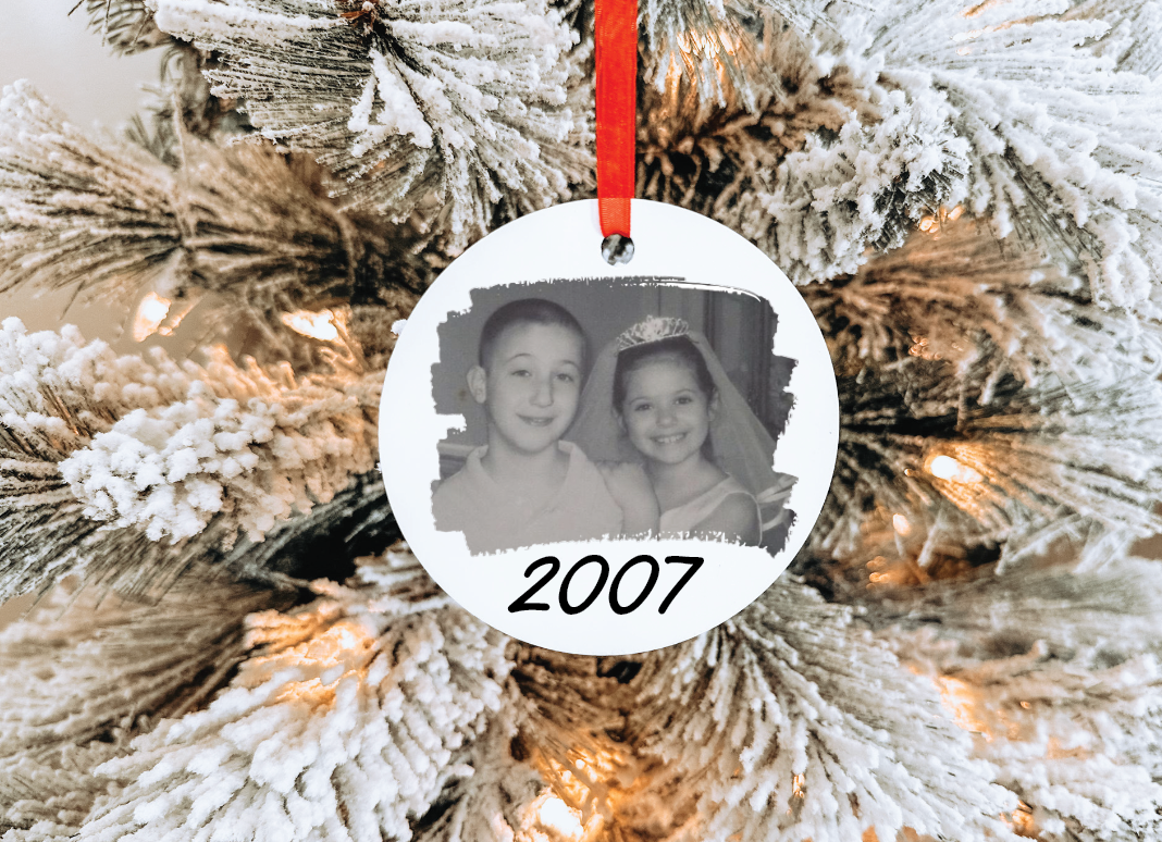 Custom White Acrylic Ornament - Round or Square Options. Custom photo, artwork, memorabilia
