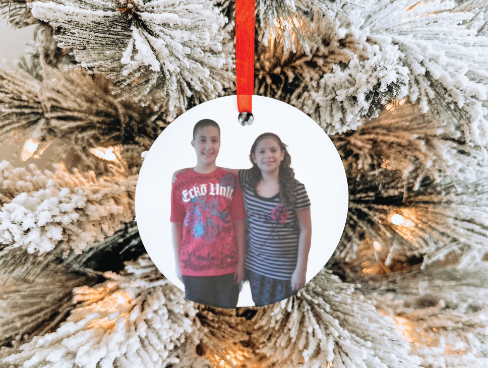 Custom White Acrylic Ornament - Round or Square Options. Custom photo, artwork, memorabilia