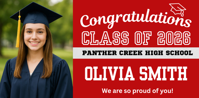 Horizontal Pre-Designed Graduation Banners-Custom 13oz Vinyl Banners–Durable, Professional, Fast Turnaround
