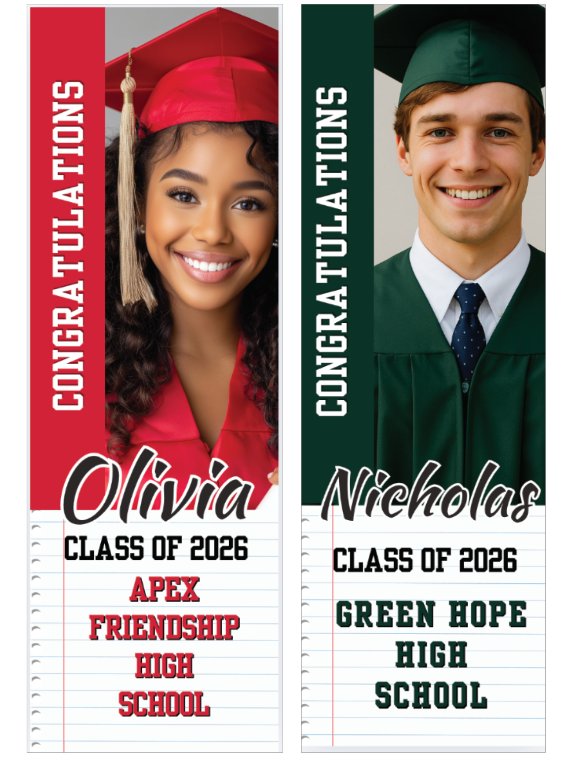 Vertical Pre-Designed Graduation Banners-Custom 13oz Vinyl Banners–Durable, Professional, Fast Turnaround