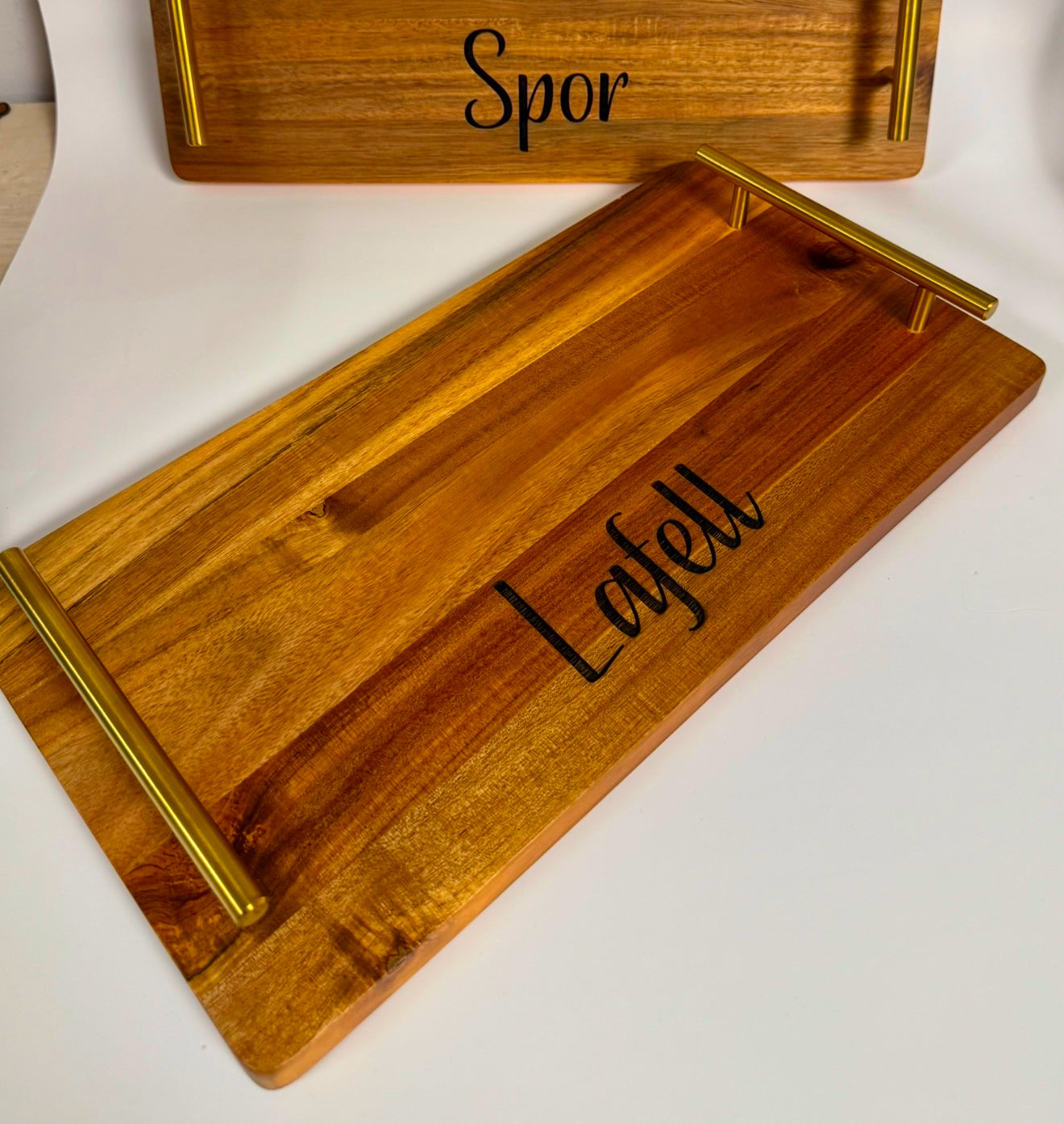 Custom Handled Acacia Tray, Housewarming Gift, Closing Gift, Gifts for the Home