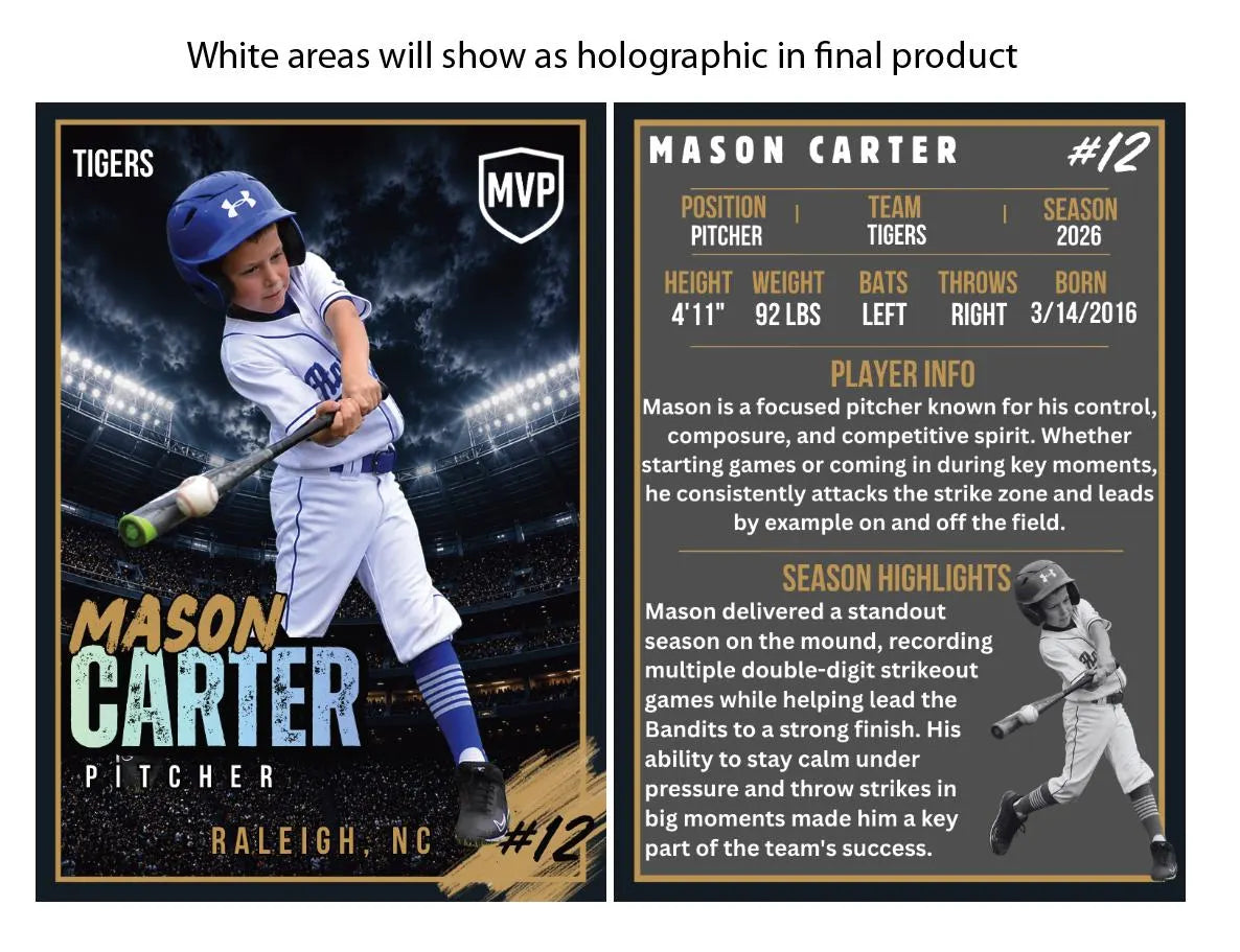 Personalized Baseball Trading Card | Custom Holographic Player Card | Baseball/Softball Gift | Team Banquet Gift | Senior Night Keepsake