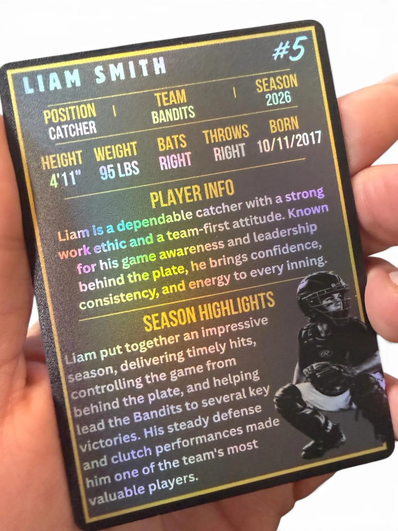 Personalized Baseball Trading Card | Custom Holographic Player Card | Baseball/Softball Gift | Team Banquet Gift | Senior Night Keepsake
