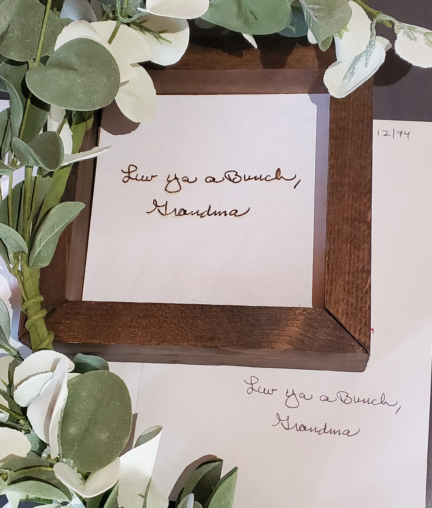 Etched Memory- Love notes etched  frame - small