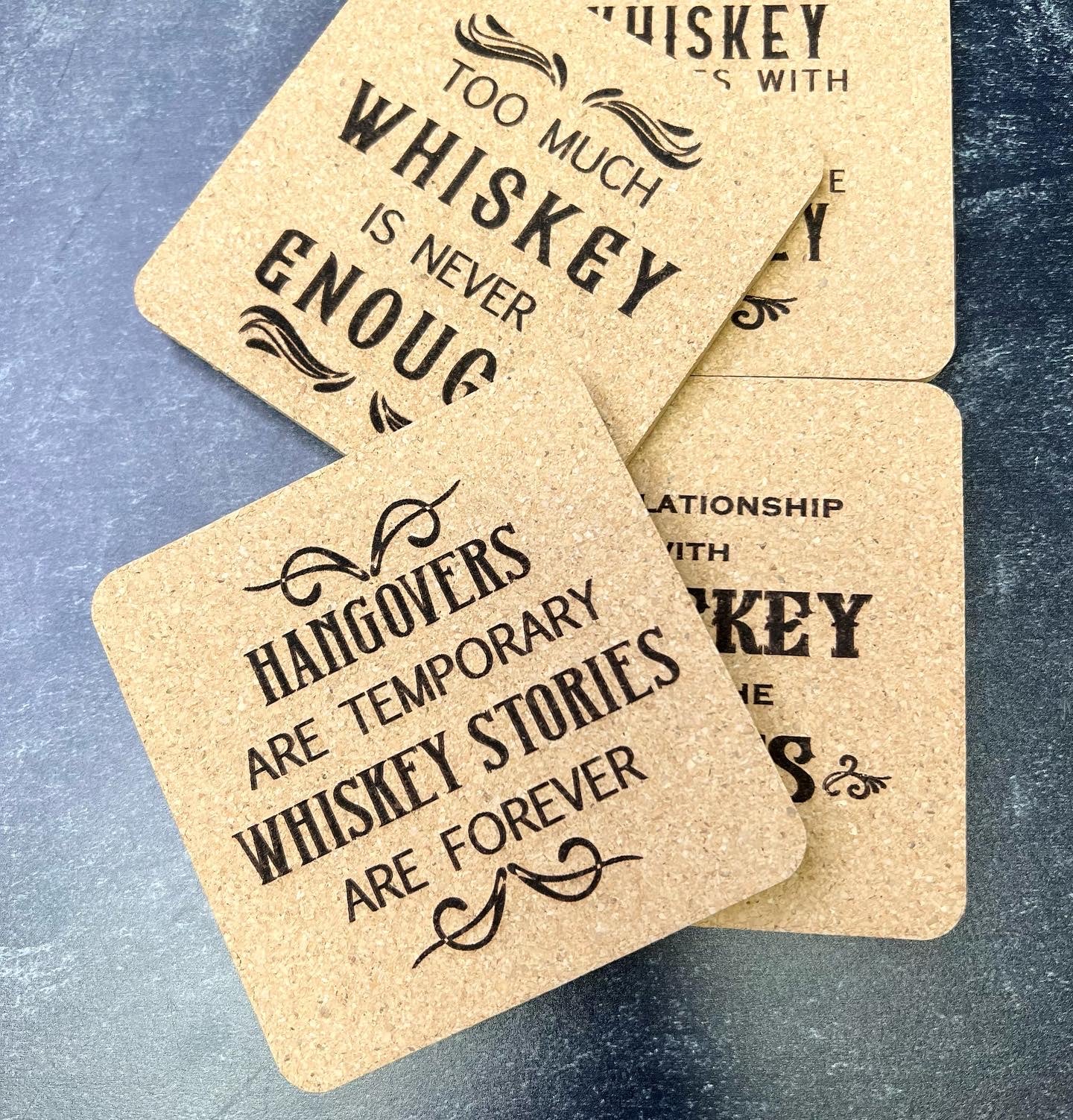 Cork Coasters - Whiskey Themed